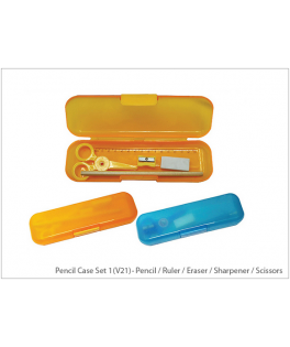 Pencil Case Set 1 (V21) - Pencil / Ruler / Eraser / Sharpener / Scissors